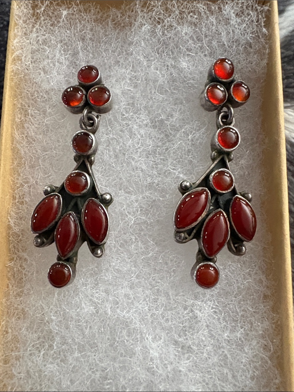 Red Cabochon Carnelian Drop Earrings - Sterling 925 Style Women’s Jewelry